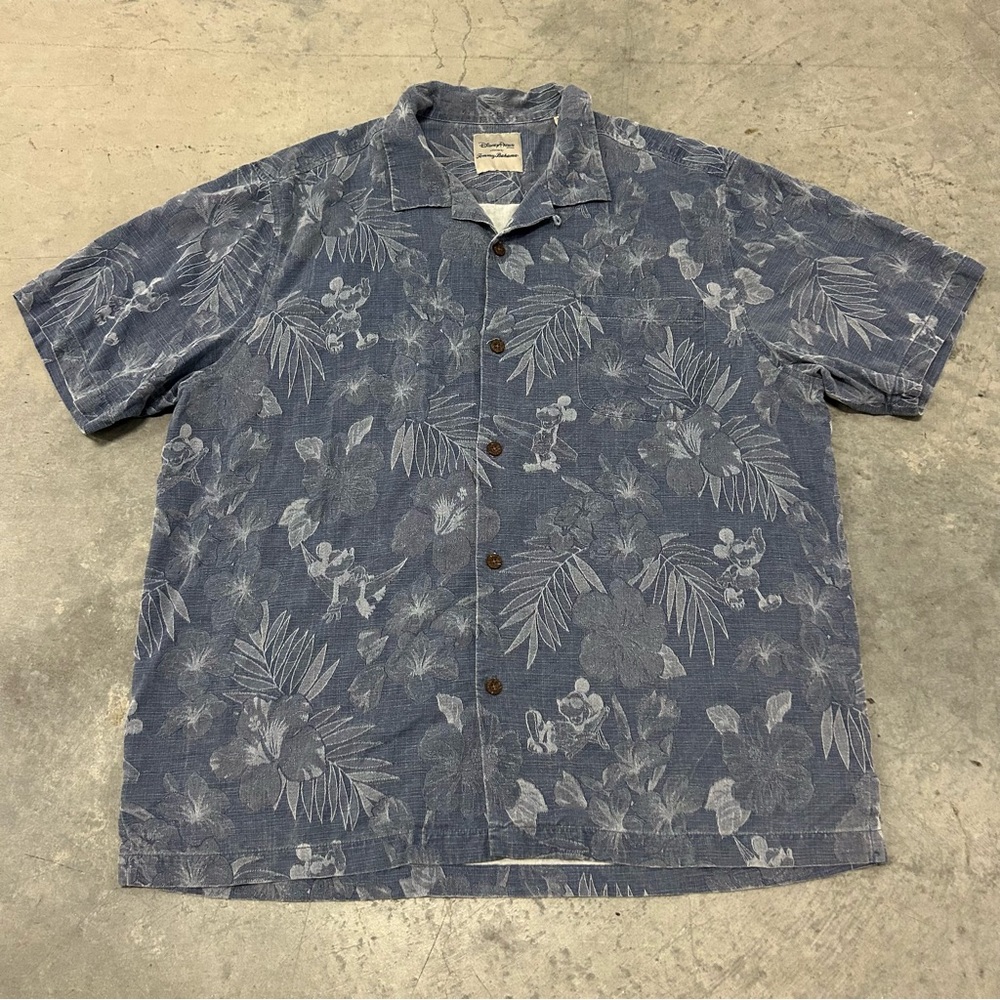 Tommy Bahama Disney Parks Hawaiian Shirt Mickey Mouse 100% Silk Men's XL Floral